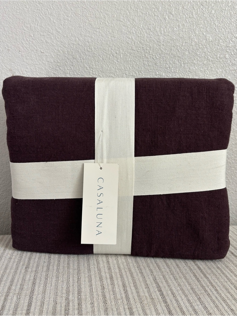 NWT King Heavyweight Linen Blend Duvet Cover and Sham Set Dark Fig - Casaluna